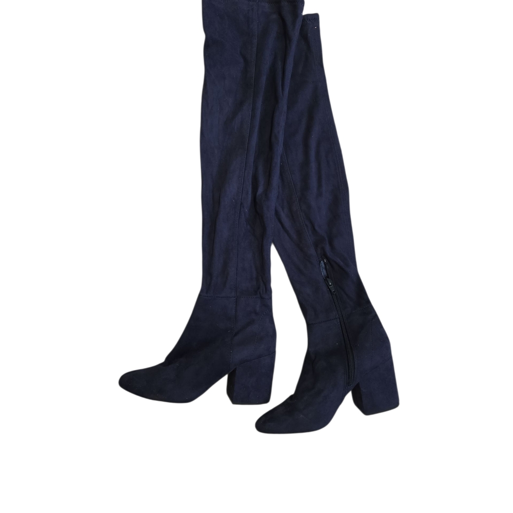 Aldo Elegant navy Blue Velvet Women's Knee-High Boots - Picture 4 of 5